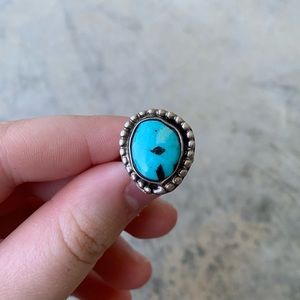 Southwestern style Artisan Made turquoise and silver ring size 4.25